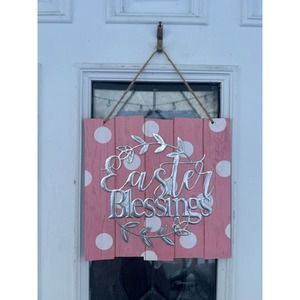Easter Blessings Hanging Sign Spring Wall Front Door Porch Decor